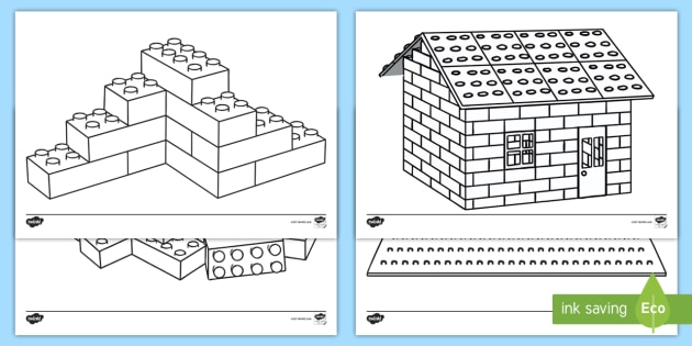 Building brick colouring pages teacher made