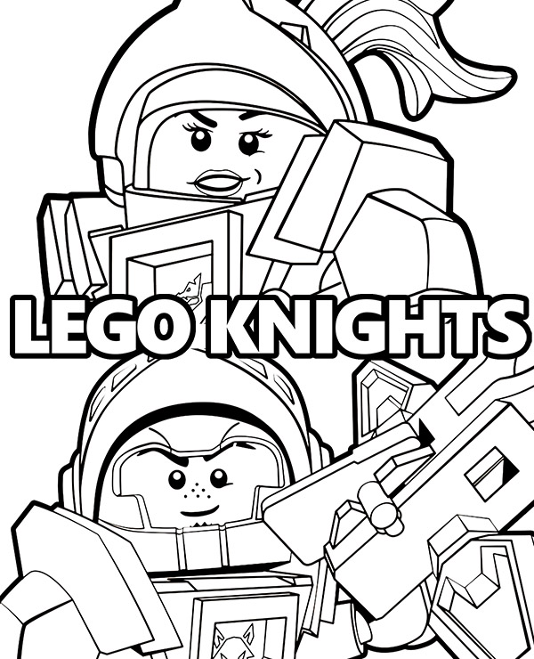 Lego knights coloring page for kids