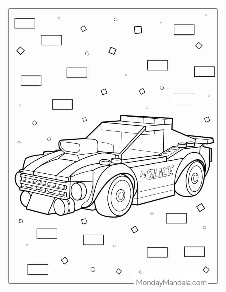 Police car coloring pages free pdf printables