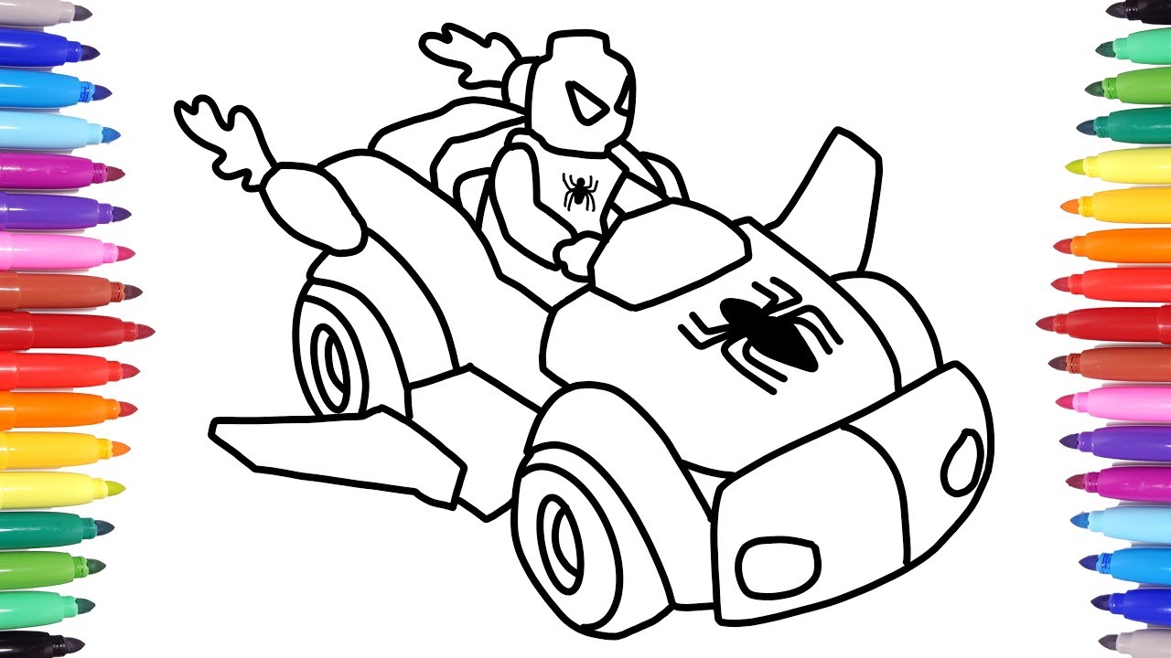 Lego spideran car arvel lego spideran coloring pages how to draw lego spideran car