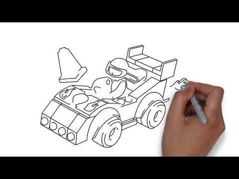 How to draw lego juniors race car step by step