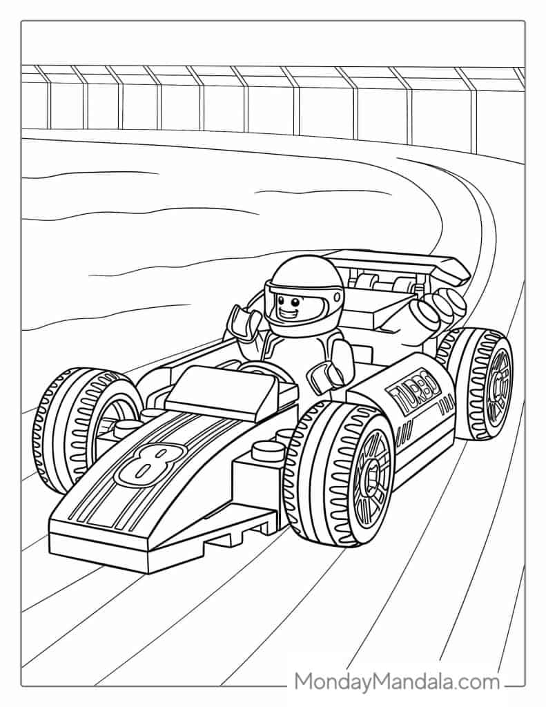 Race car coloring pages free pdf printables