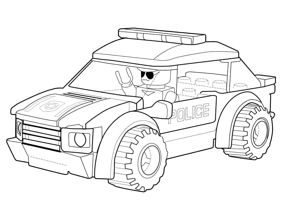 Lego police car coloring page