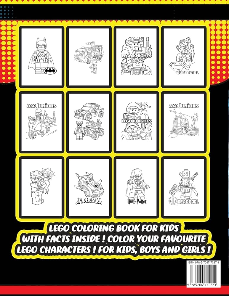 Lego coloring book for kids with facts inside color your favourite lego characters for kids boys and girls jeanplmozart books