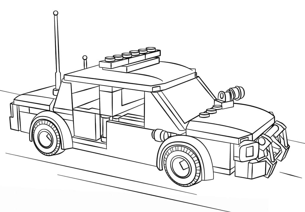 Printable lego city police car coloring page