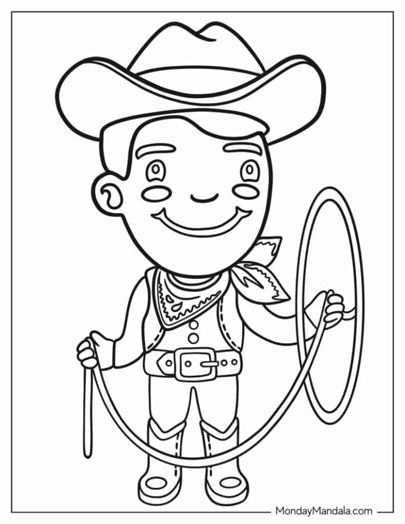 Cowboy coloring pages free pdf printables