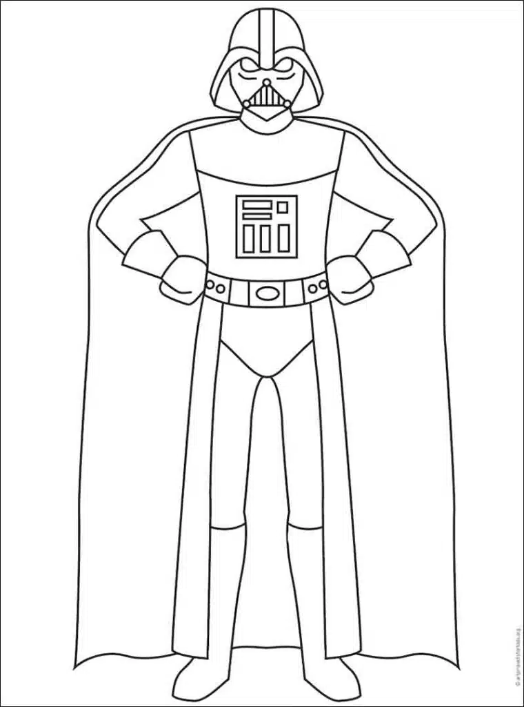 Easy how to draw darth vader tutorial video and coloring page