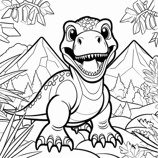 Premium ai image printable dinosaur coloring page for kids