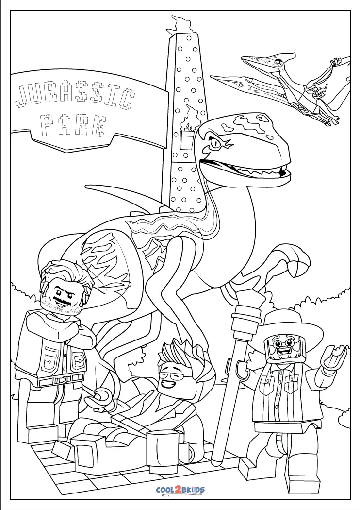 Free printable lego jurassic world coloring pages for kids