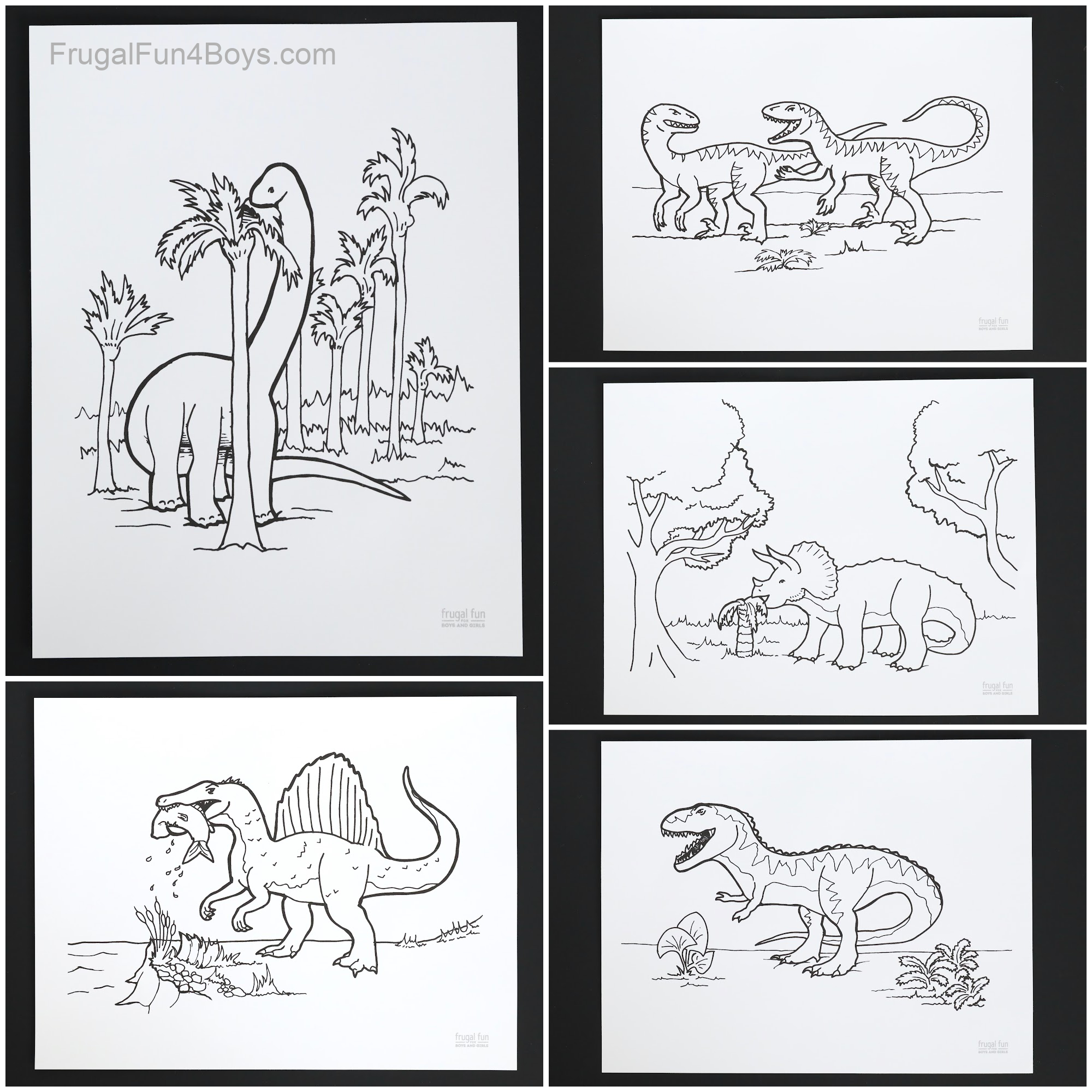 Five awesome dinosaur coloring pages