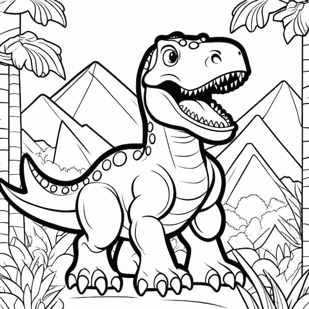 Premium ai image printable dinosaur coloring page for kids