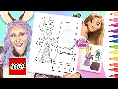 Coloring lego rapunzel tangled lego disney princess coloring book page painting pascal markers