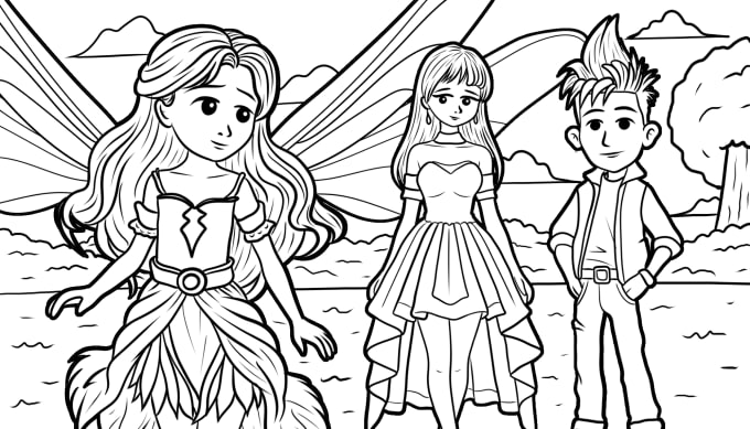 Create fantasy coloring pages for children by pablomfz