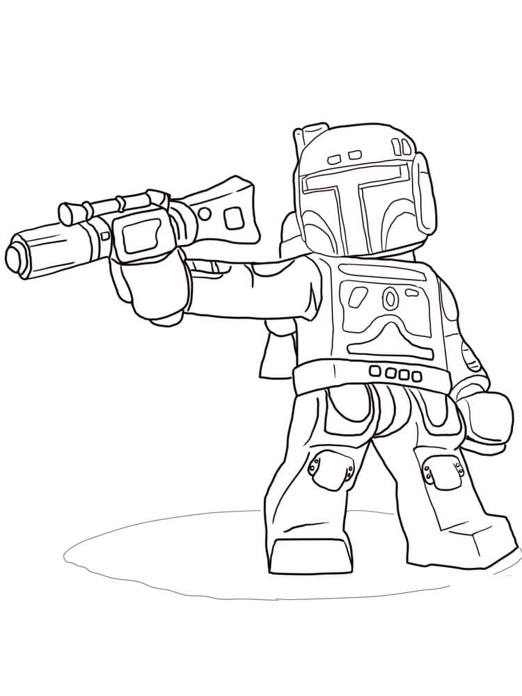 Lego man shoots a rifle coloring page