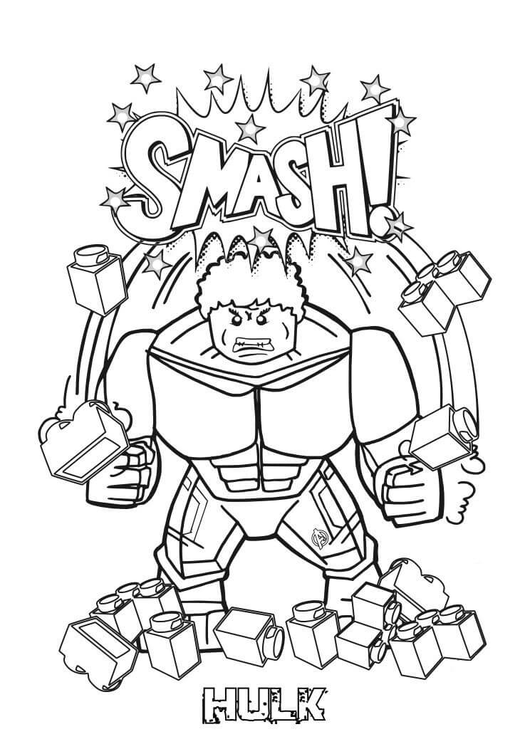 Angry lego hulk coloring page