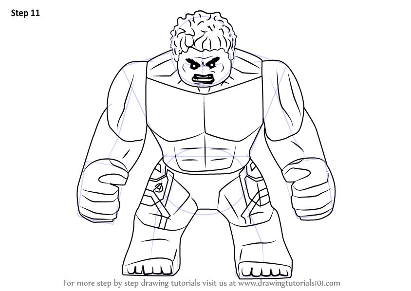 How to draw lego the hulk lego step by step