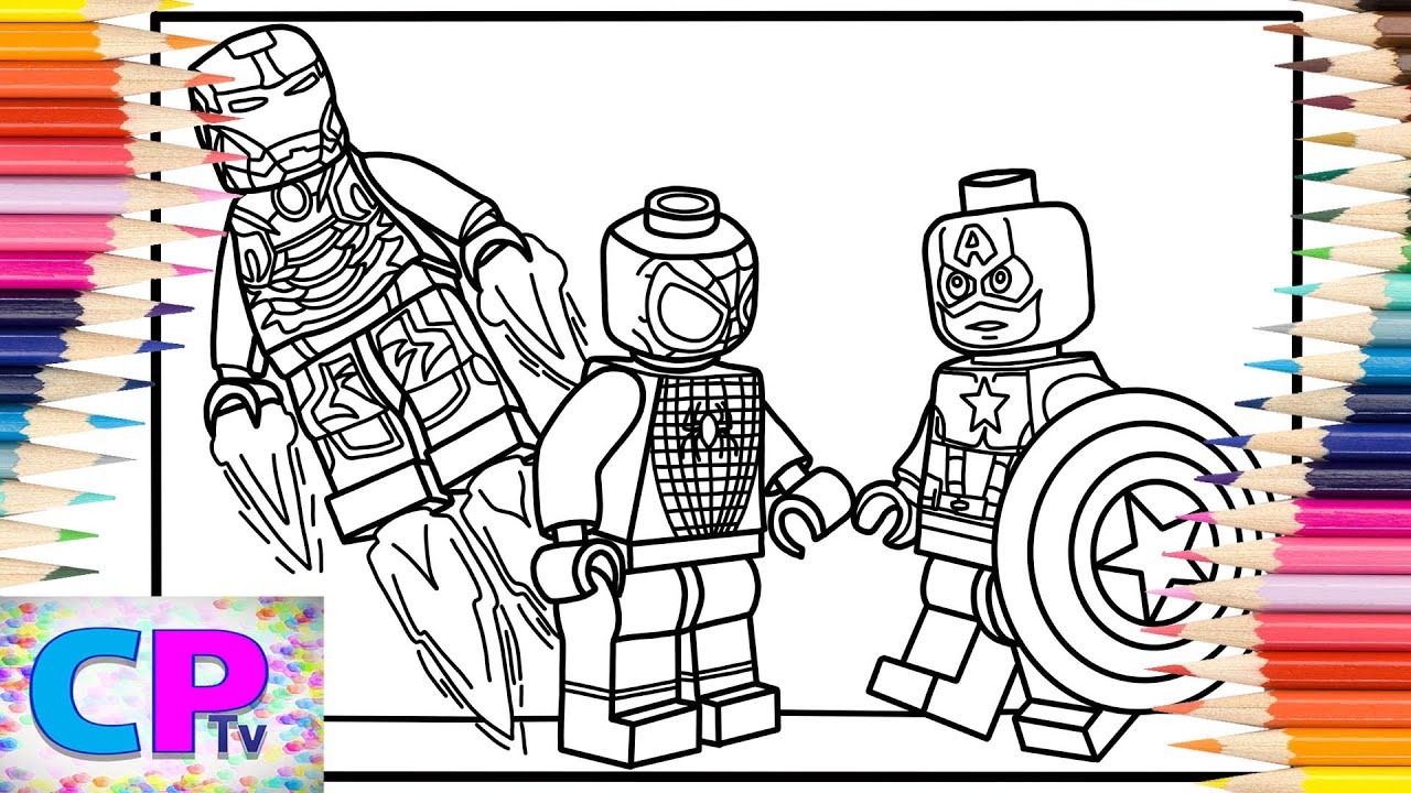 Lego avengers coloring pagesspideraniron ancaptain aericaalan walker