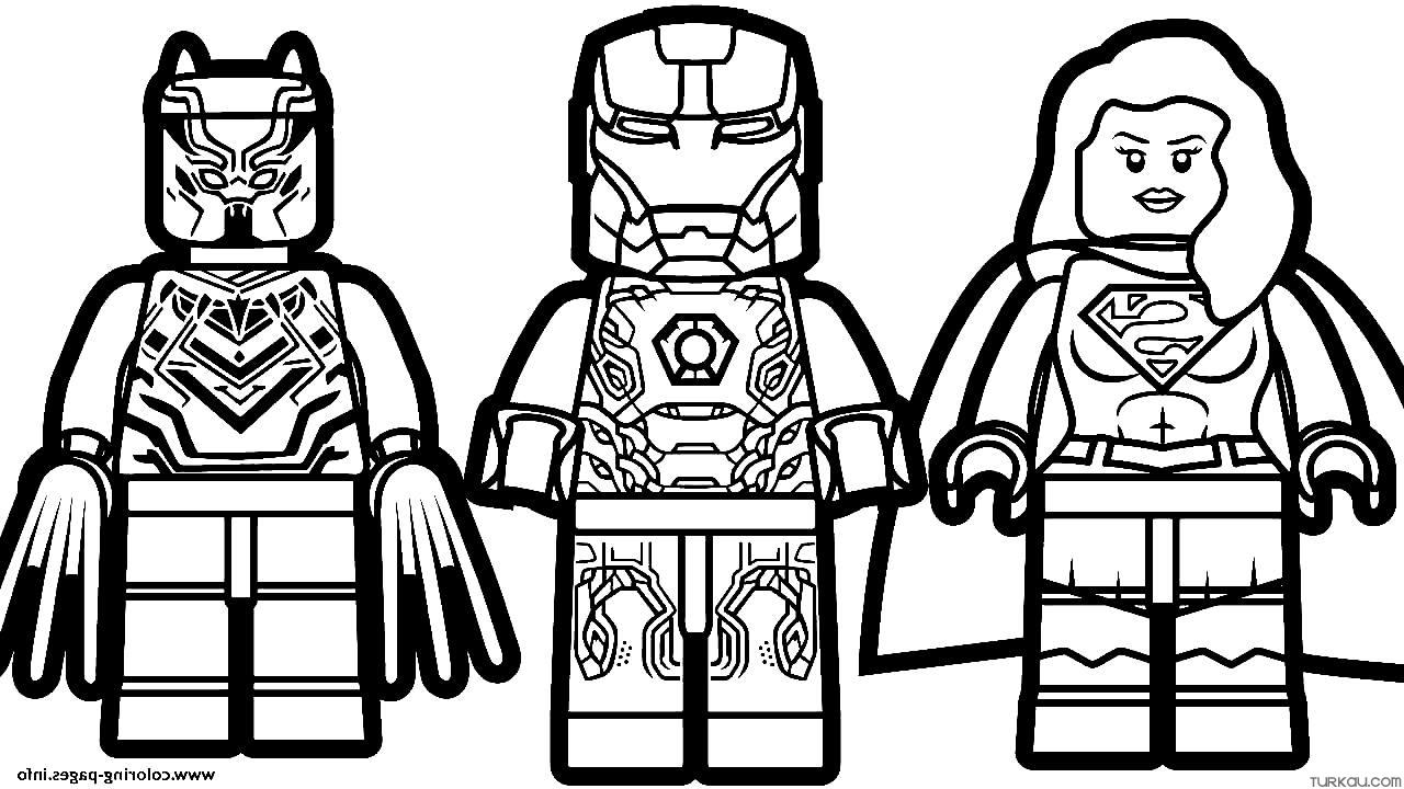 Lego iron man supergirl black panther coloring page