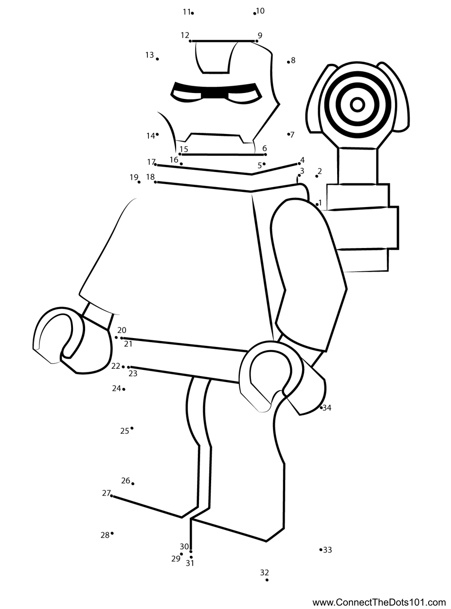 Lego iron patriot dot to dot printable worksheet