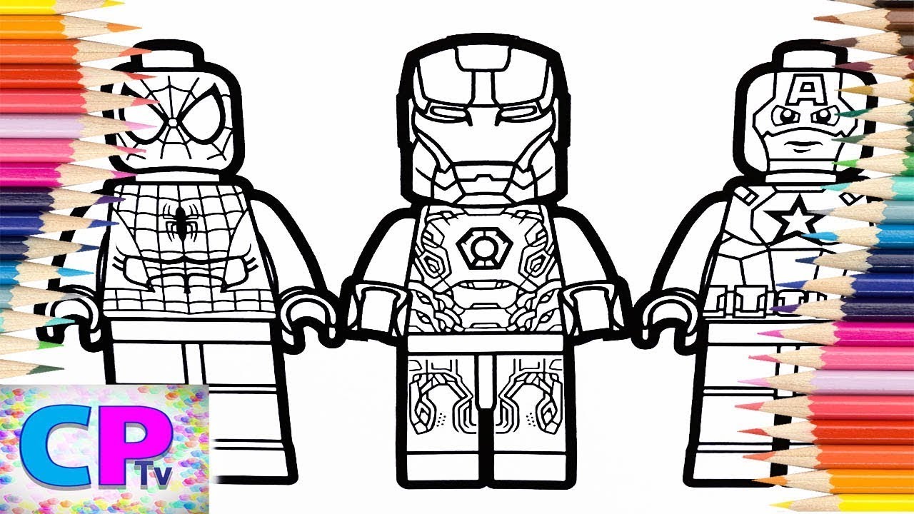 Lego spiderman iron man captain america coloring pageselektronomia