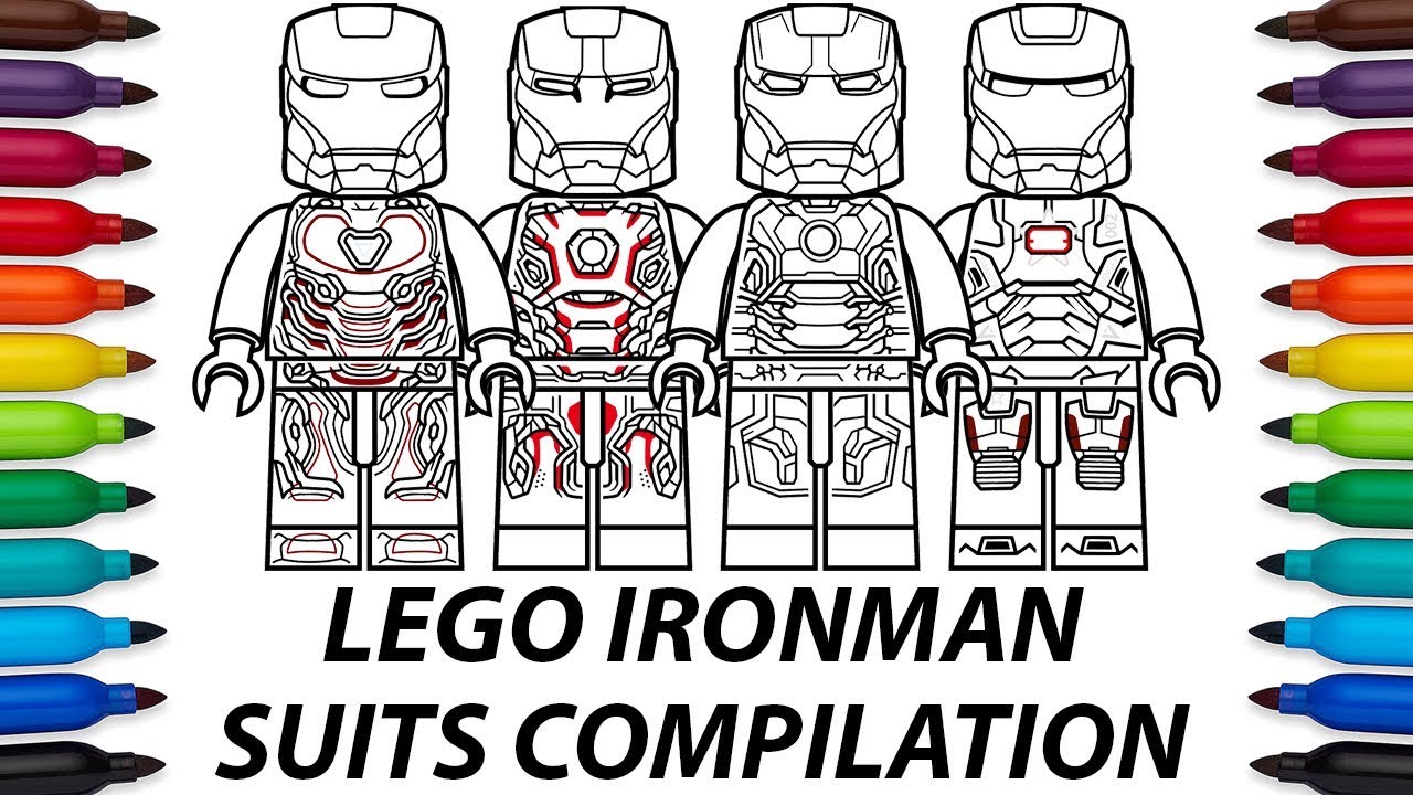 How to draw lego iron an suits copilation video