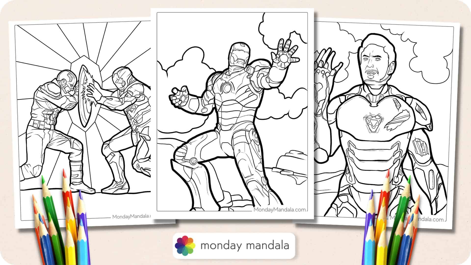 Iron man coloring pages free pdf printables