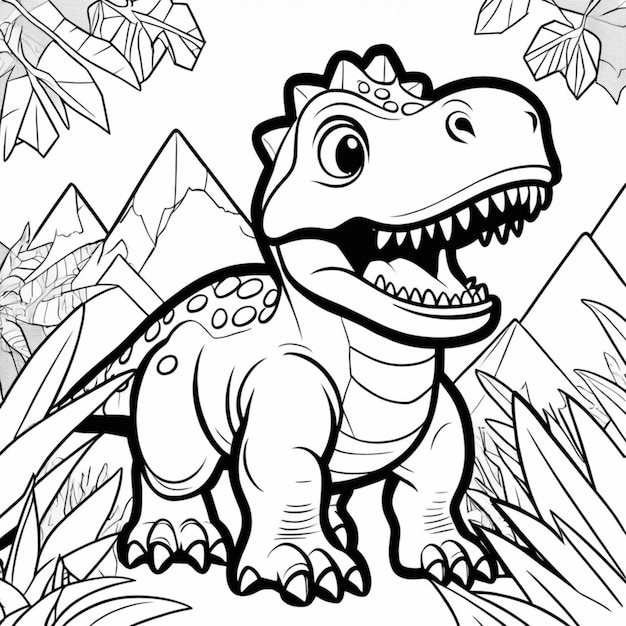 Premium ai image printable dinosaur coloring page for kids