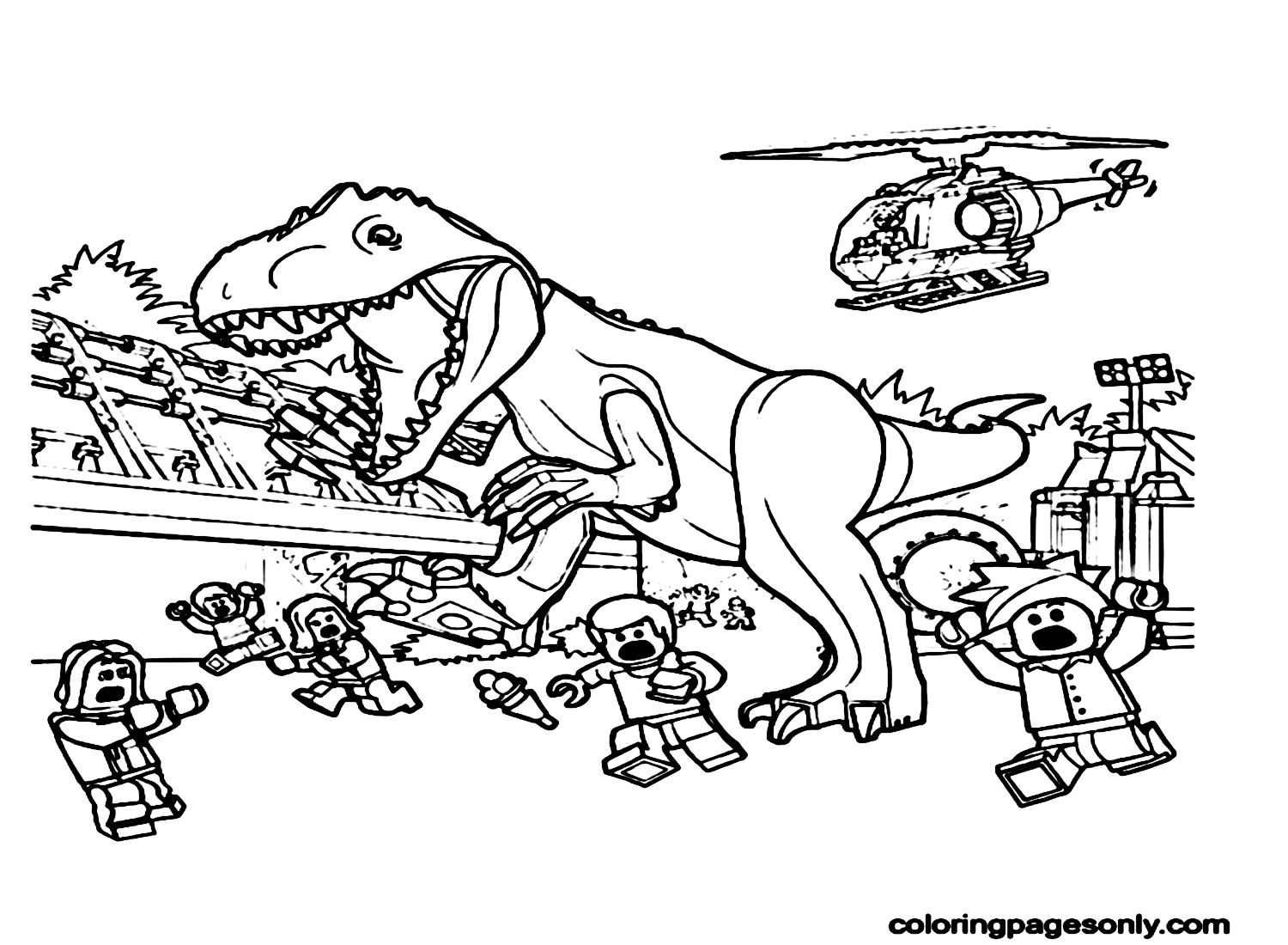 Lego jurassic world printable coloring page