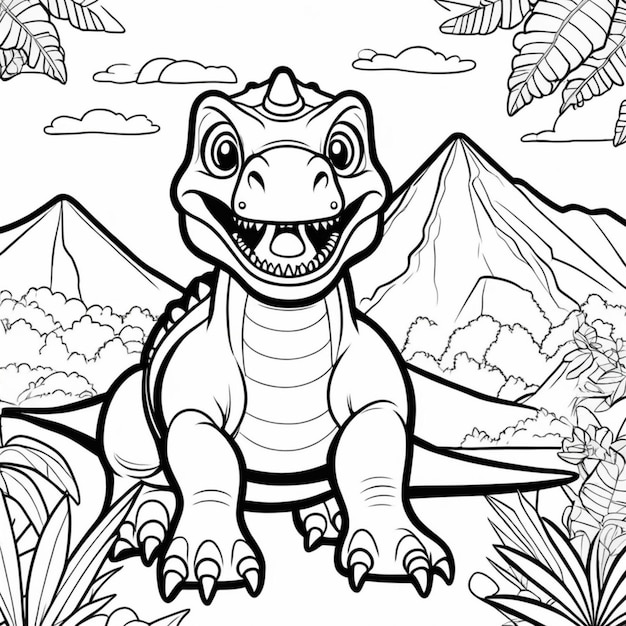 Premium ai image printable dinosaur coloring page for kids