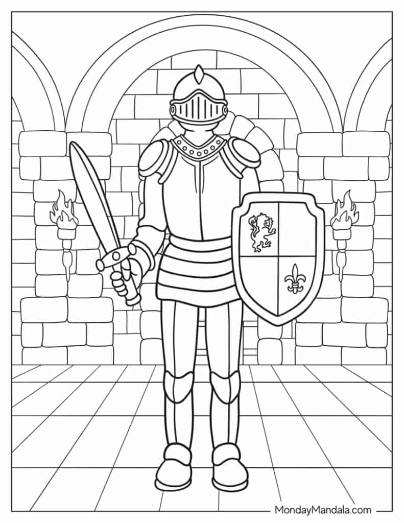 Knight coloring pages free pdf printables