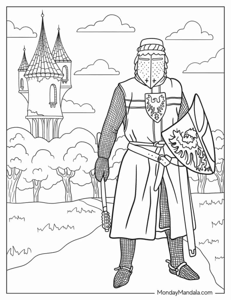 Knight coloring pages free pdf printables