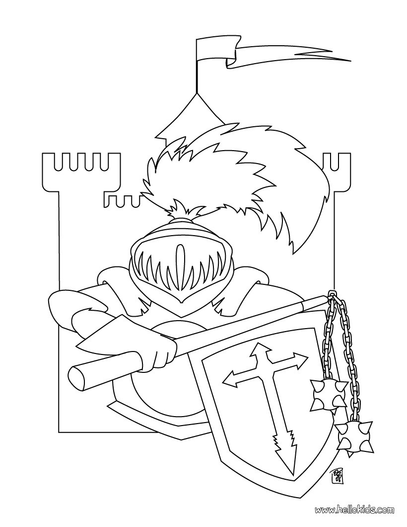 Knight and castle coloring pages