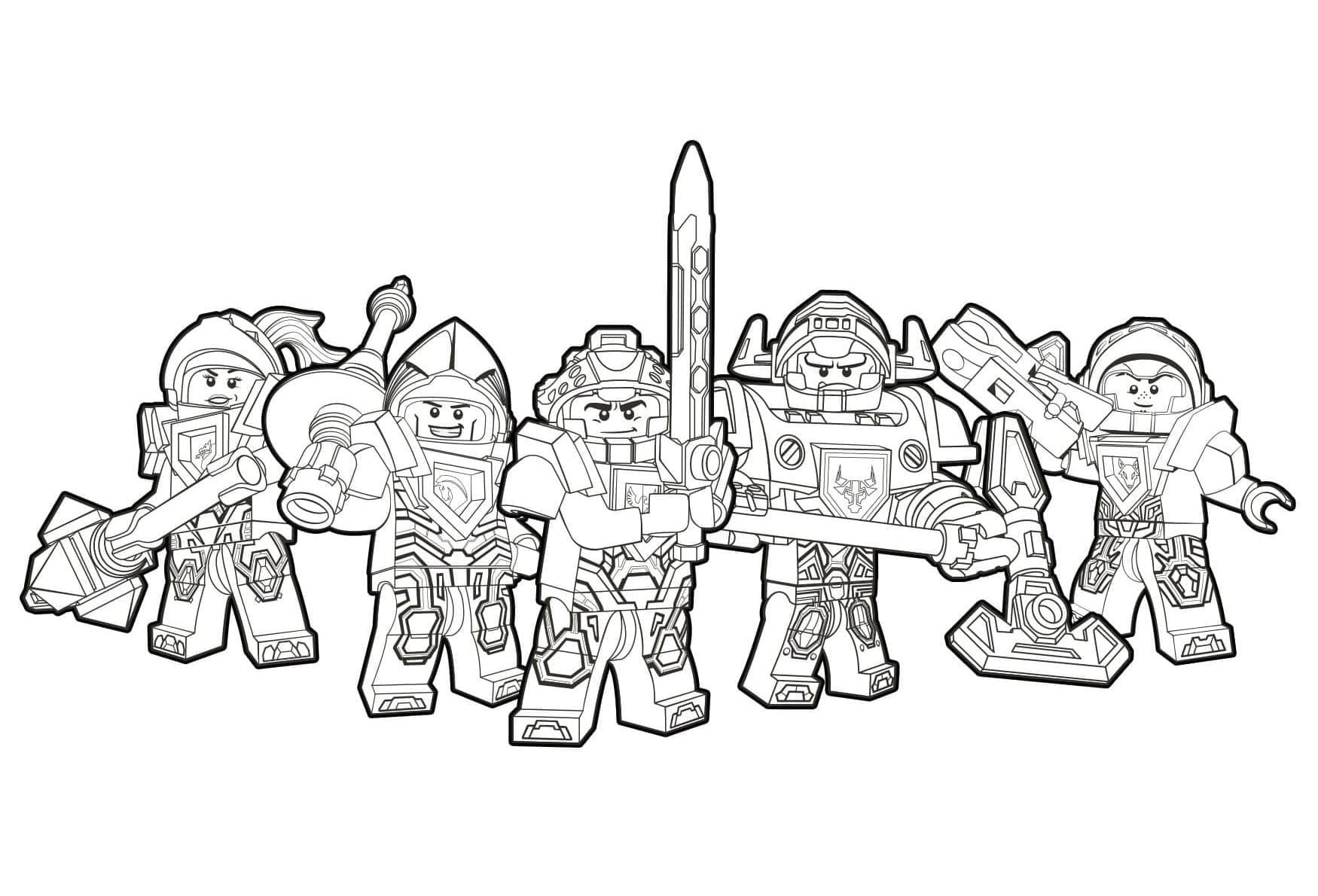 Characters from lego nexo knights coloring page