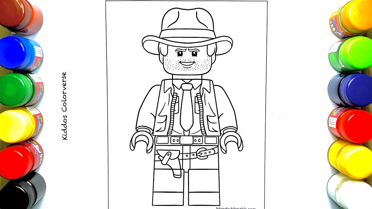 Indiana jones lego coloring kiddoscolorverse art fun video lego kids