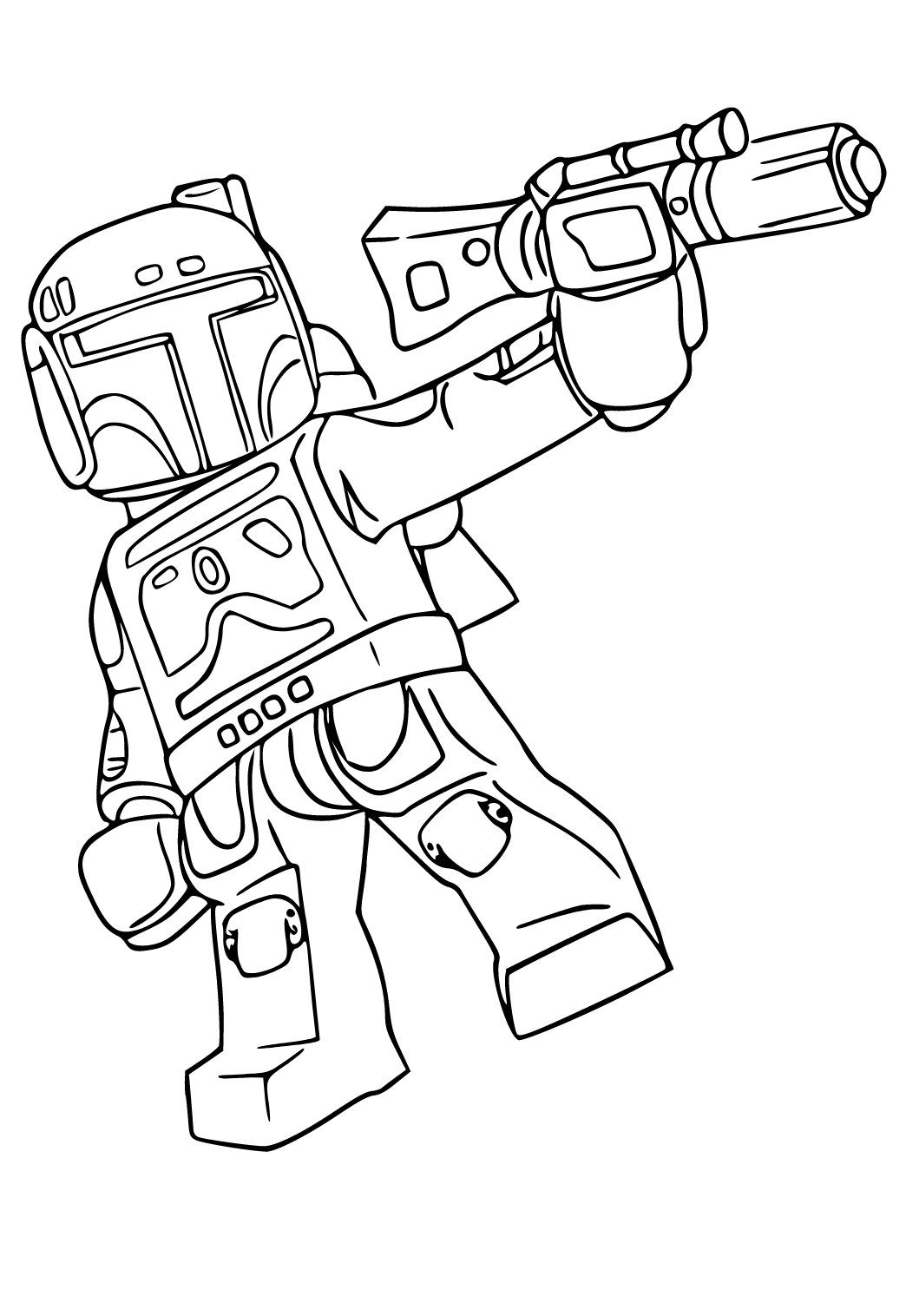 Free printable boba fett lego coloring page for adults and kids