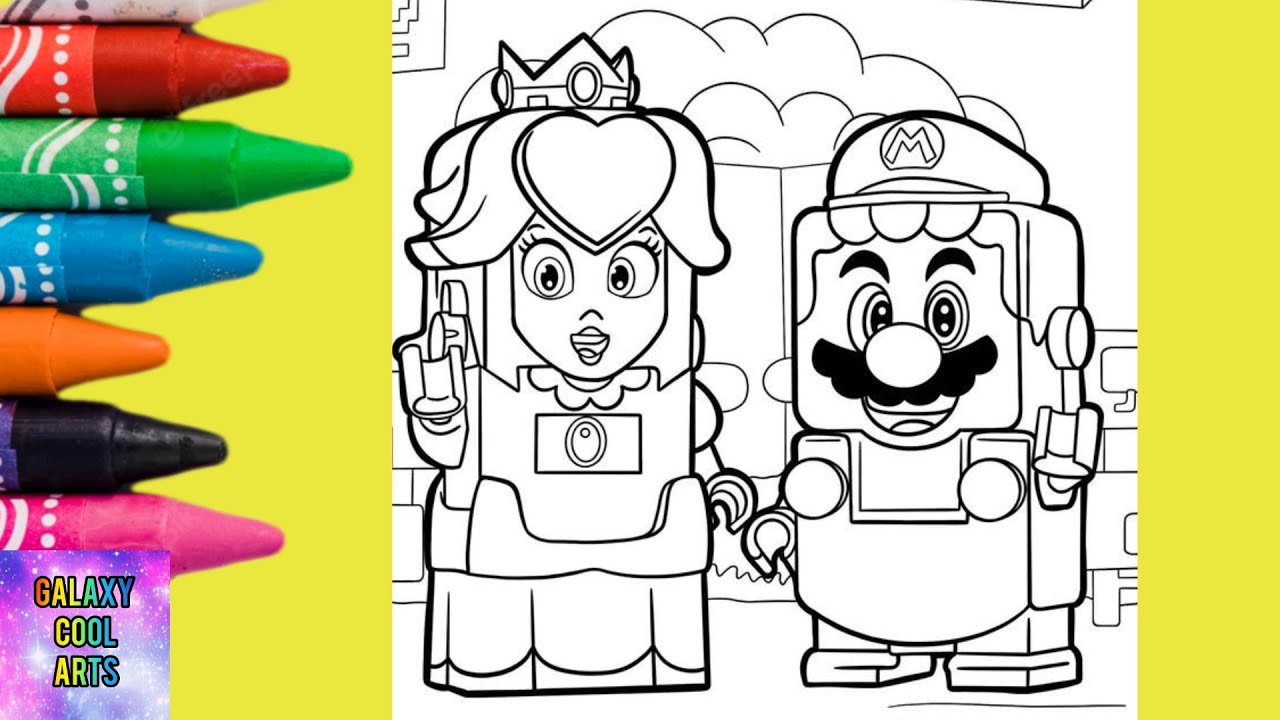 Lego super ario bros and princess peach coloring ario peach princess