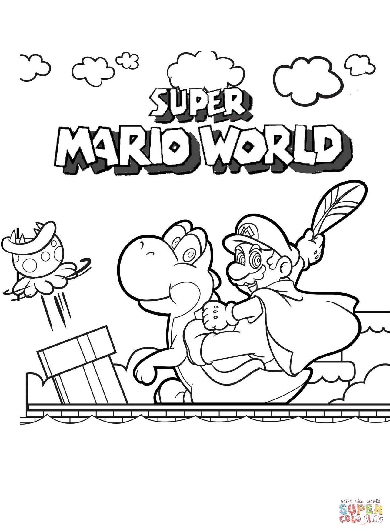 Super mario world coloring page free printable coloring pages