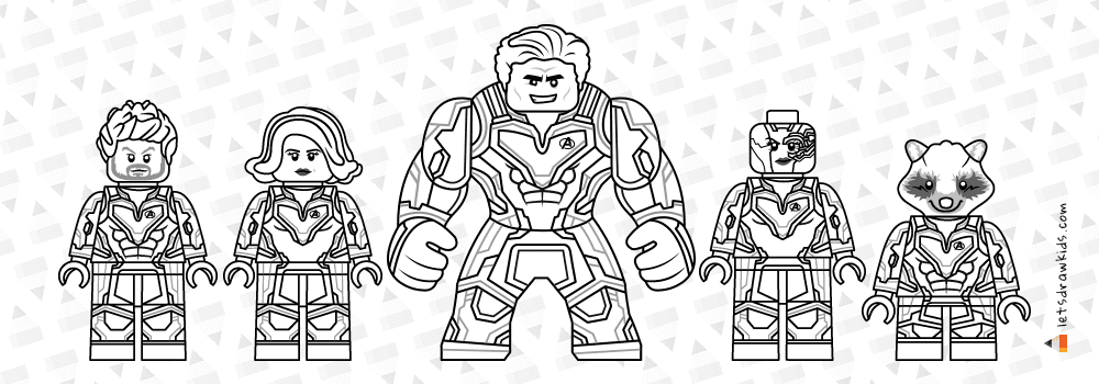 Drawing lego avengers endgame captain marvel thor nebula hulk rocket