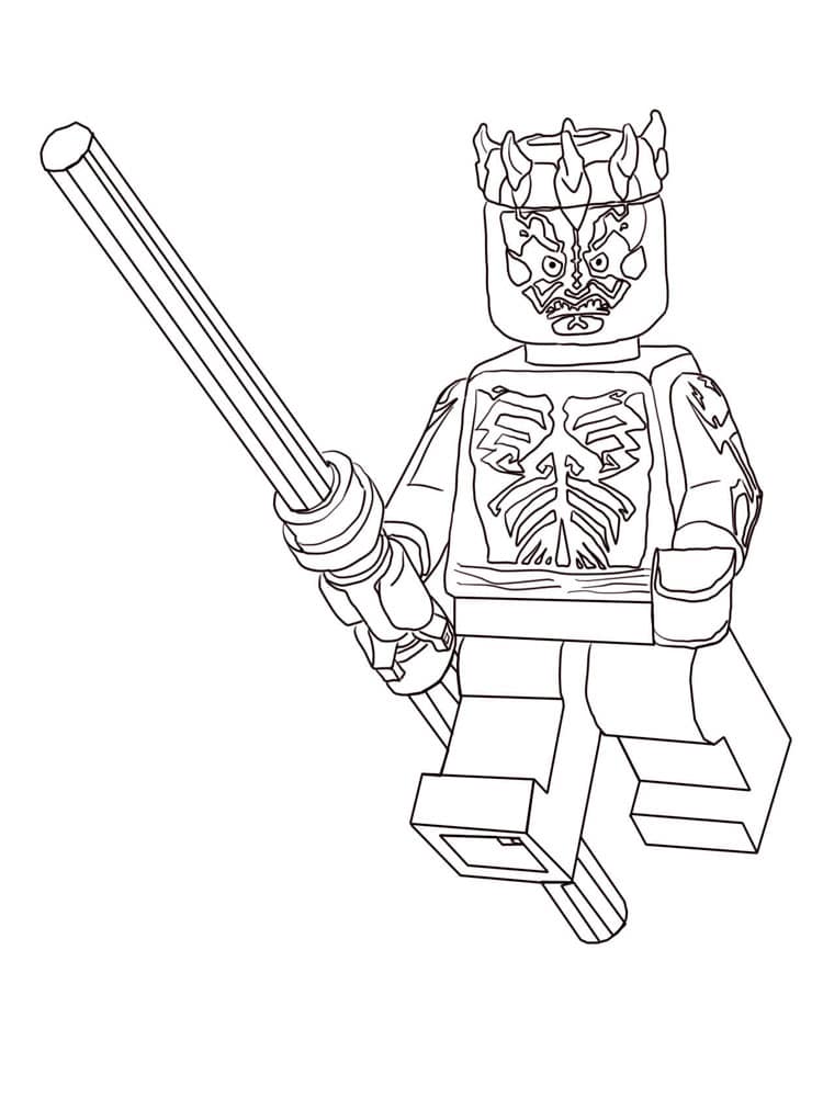 Lego man fights coloring page