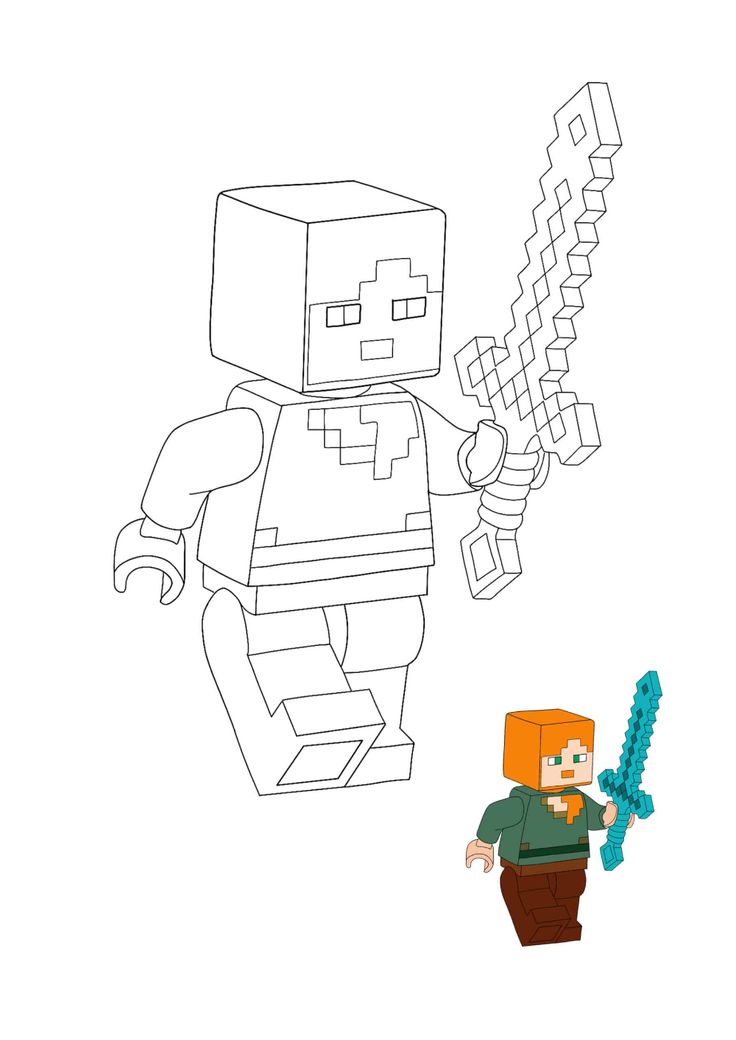 Minecraft lego alex coloring pages