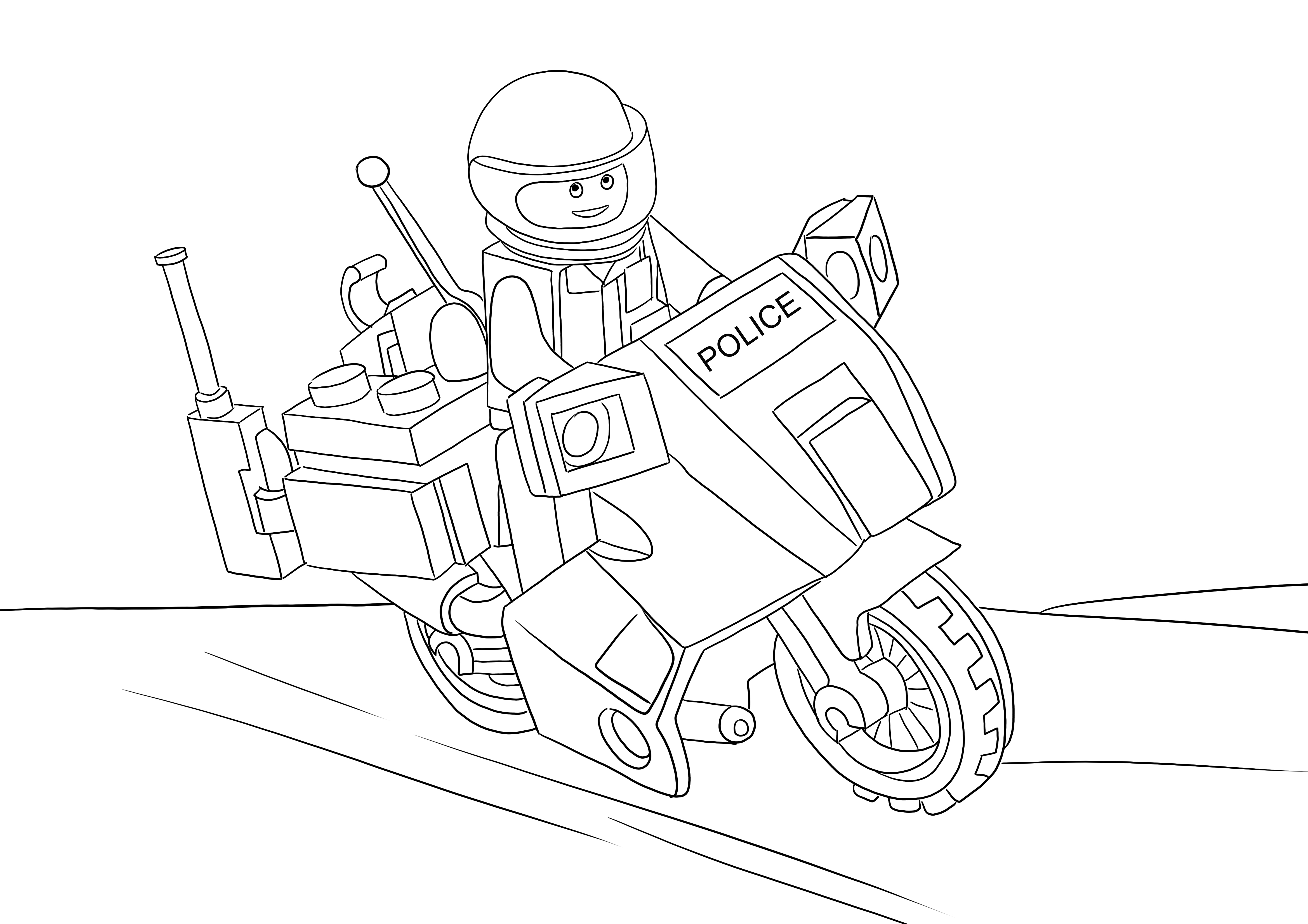 Lego moto police for free downloading page and coloring for kids