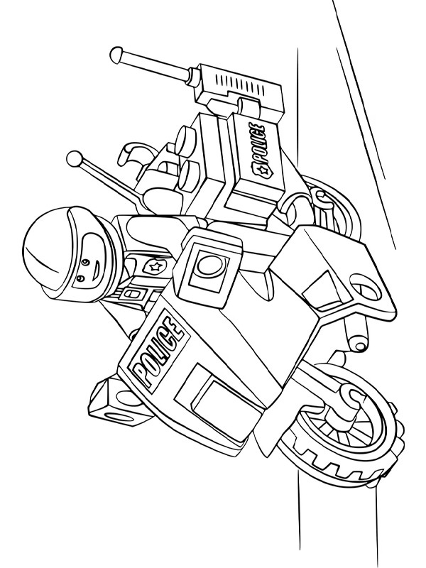 Lego police motorcycle coloring page