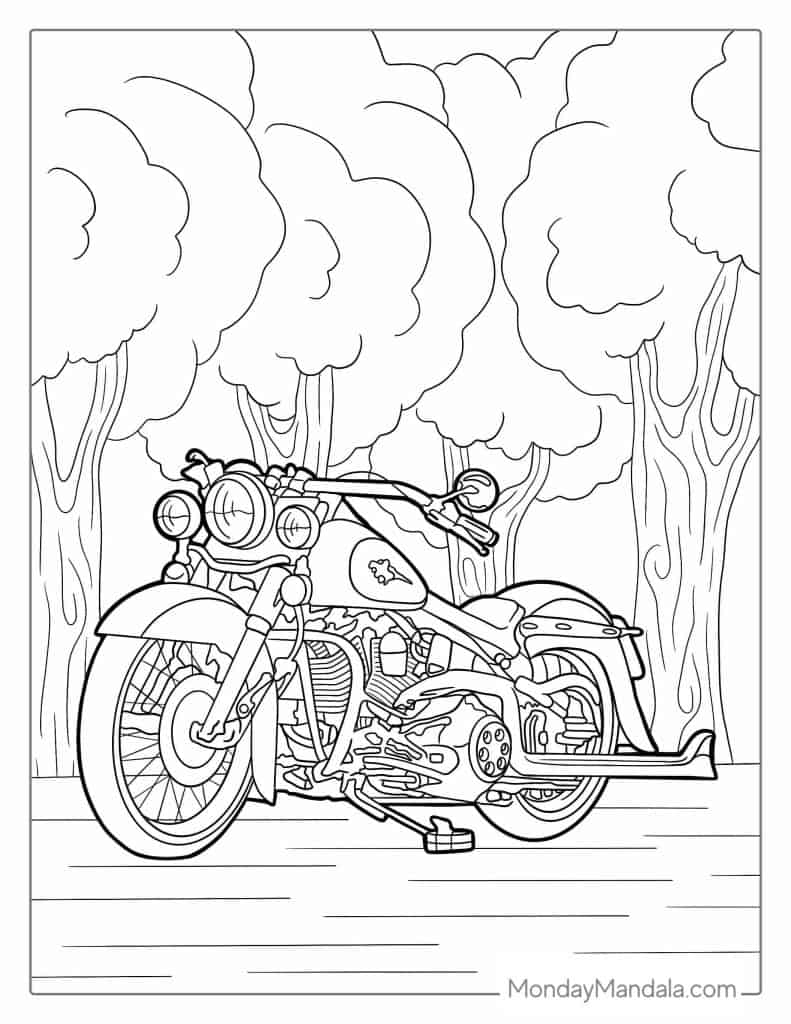 Motorcycle coloring pages free pdf printables