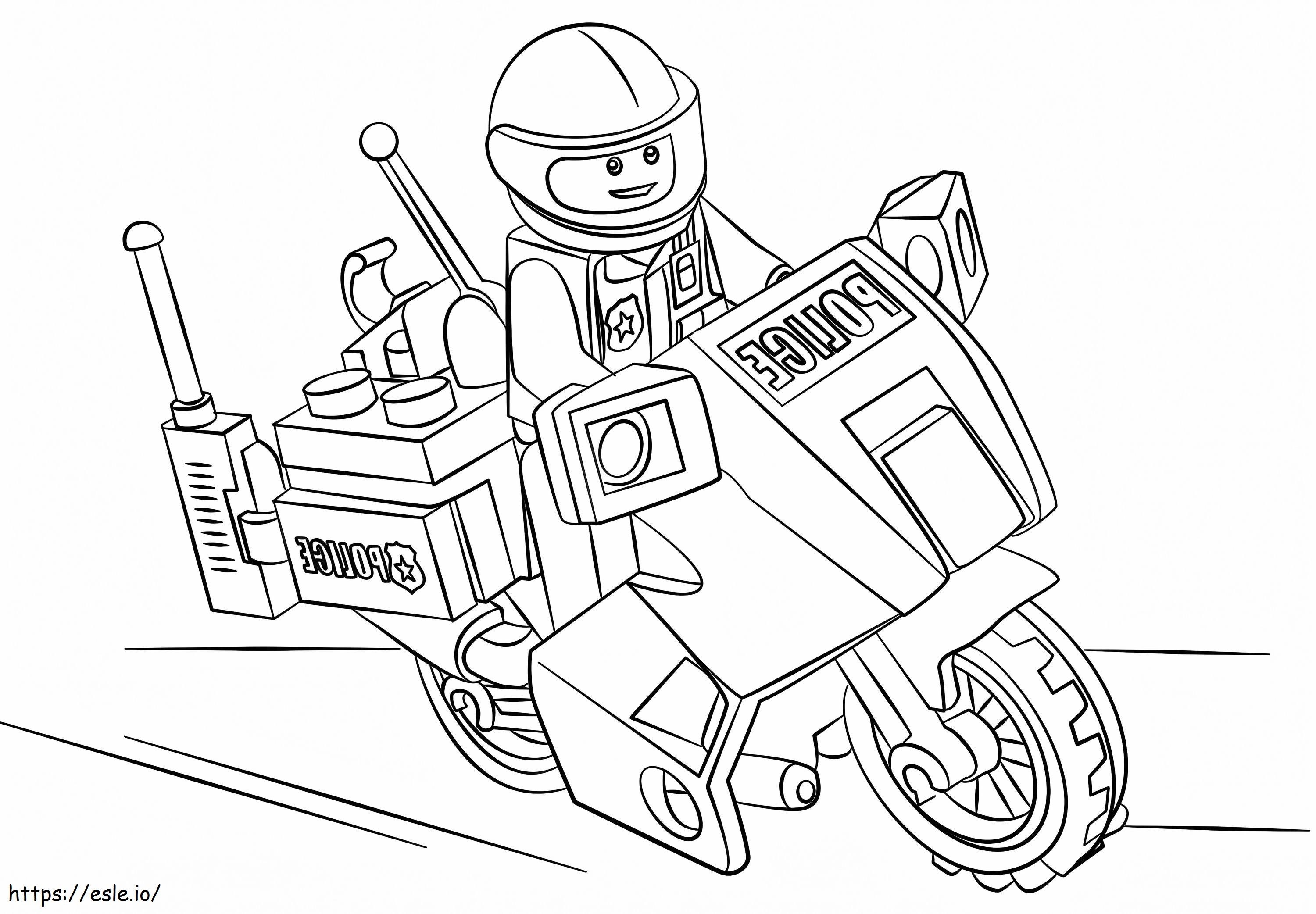 Lego police riding motorcycle coloring page