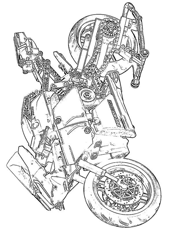 Lego ducati motorbike coloring page