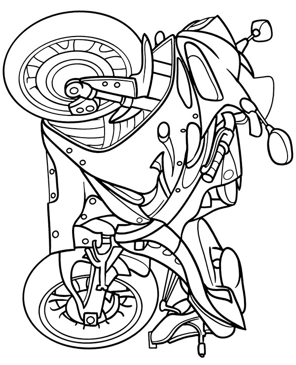 Modern motorcycle coloring page sheet