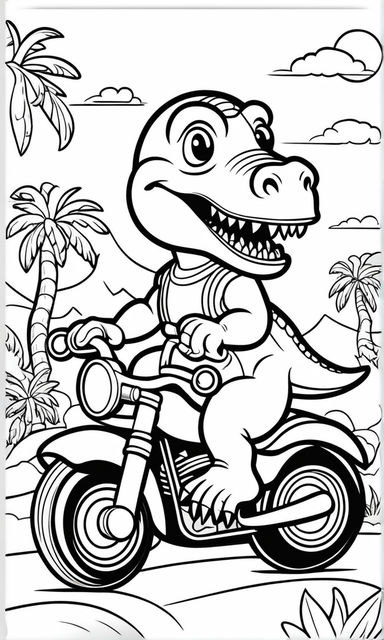 Motorbike coloring page on the road