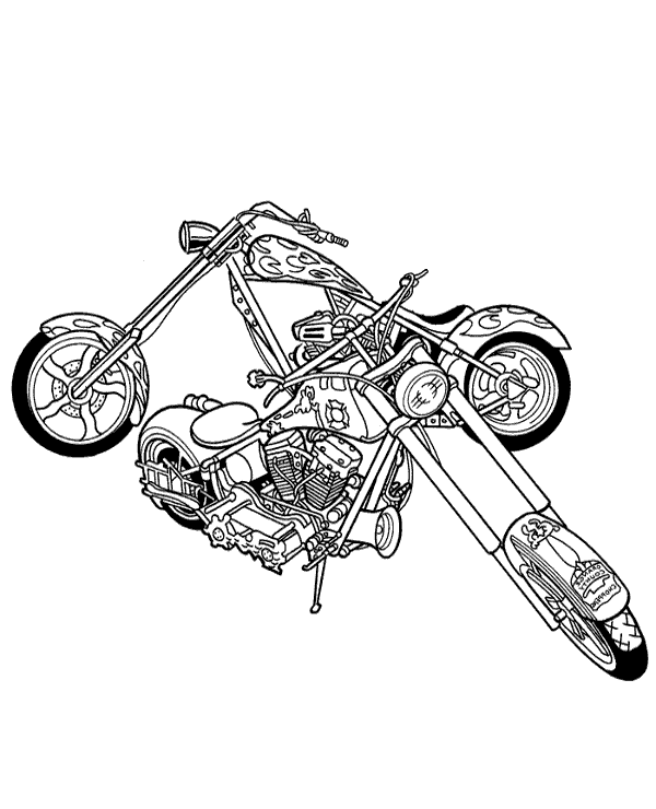 Harley davidson bike coloring page to print