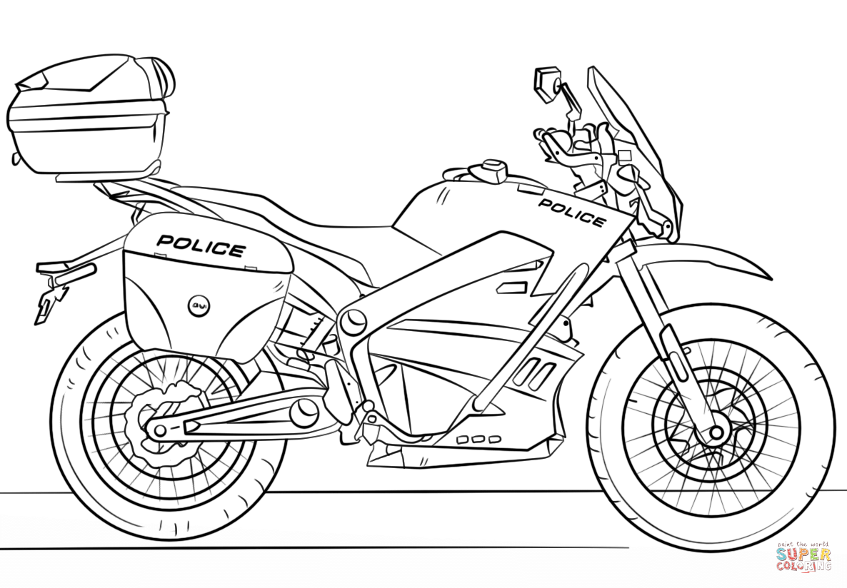 Police motorcycle coloring page free printable coloring pages