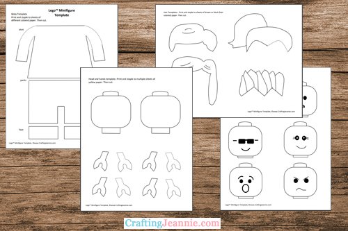 Paper lego minifigure craft free template